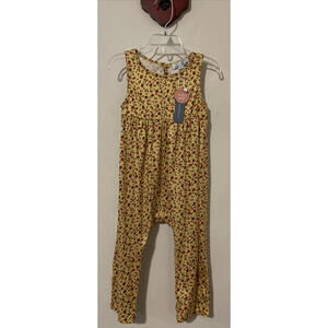 Baileys Blossoms Boutique Girls 3t Yellow Floral Sleeveless Jumpsuit NWT! A6271